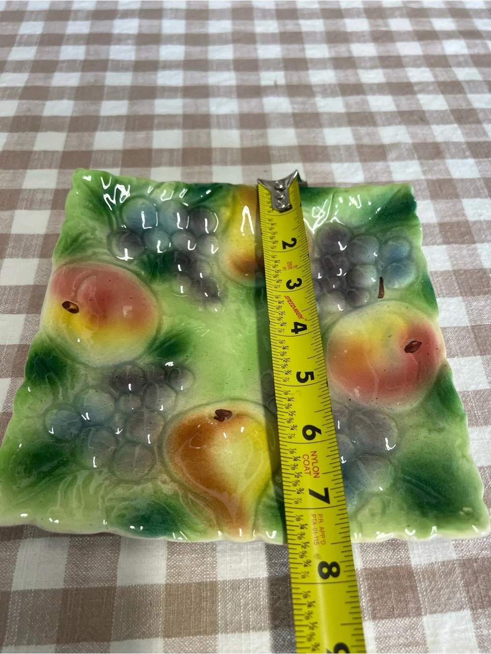 Vintage Italy fruit embossed square plate decor grandma core